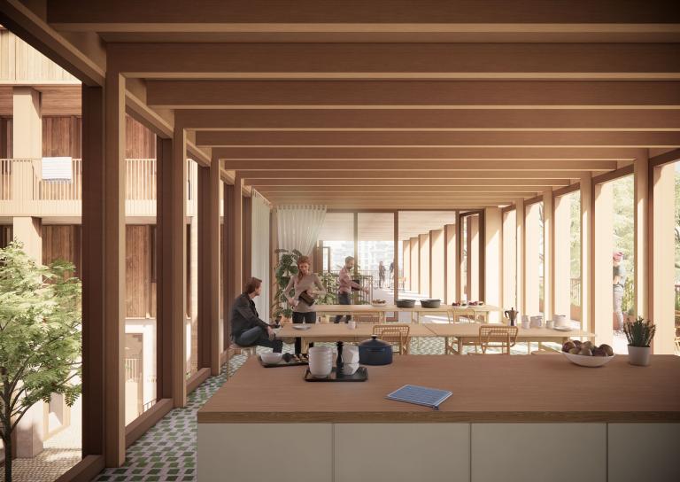 The general reception workshop and kitchen of the future Integrated Centre. © Bogdan & Van Broeck – BC Architects & Studies