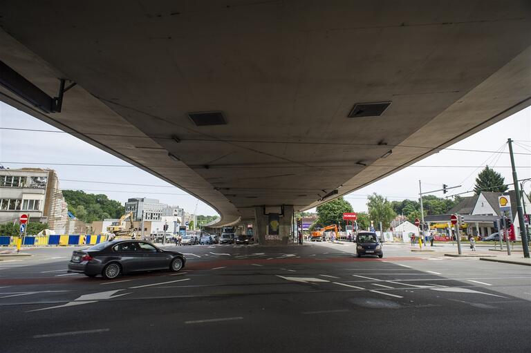 The E411 urban highway viaduct.