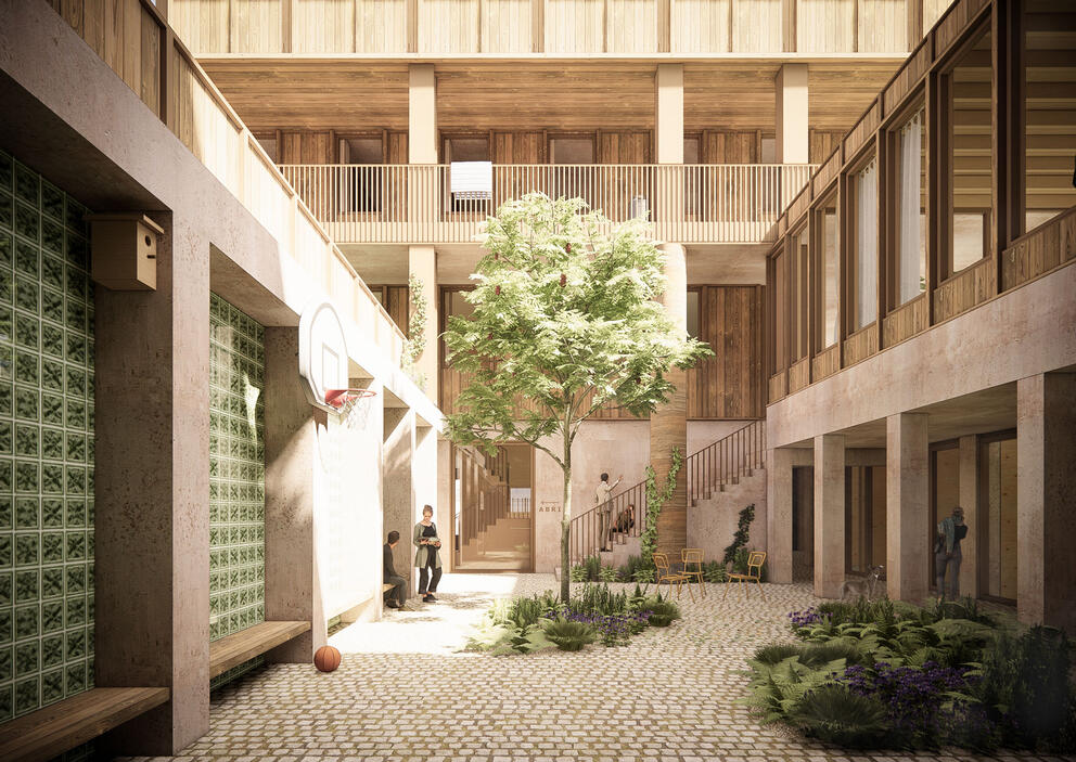 The interior garden. © Bogdan & Van Broeck – BC Architects & Studies