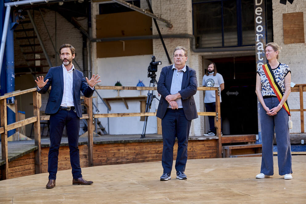 The SAU’s director, the Ministre-President and the Mayor of Molenbeek. © sau-msi.brussels (Reporters - Eric Herchaft)