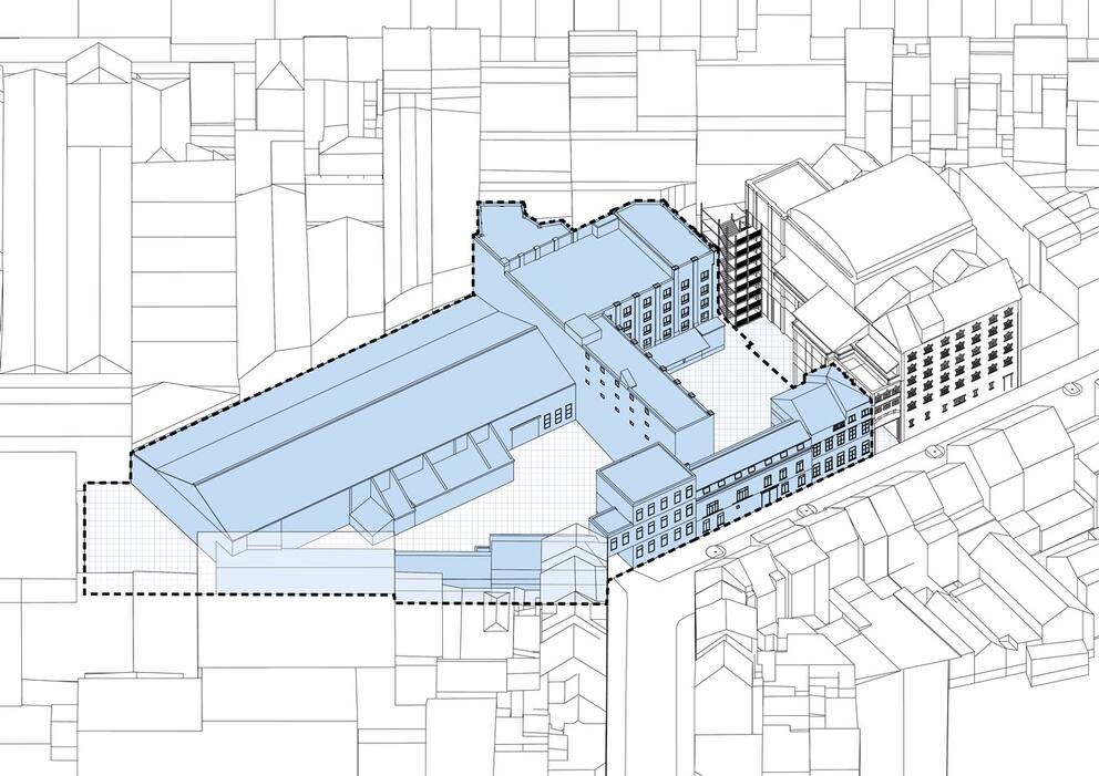 The current situation at 13-15 and 17-19 rue de Manchester. © sau-msi.brussels / MSA-Idea-Origin