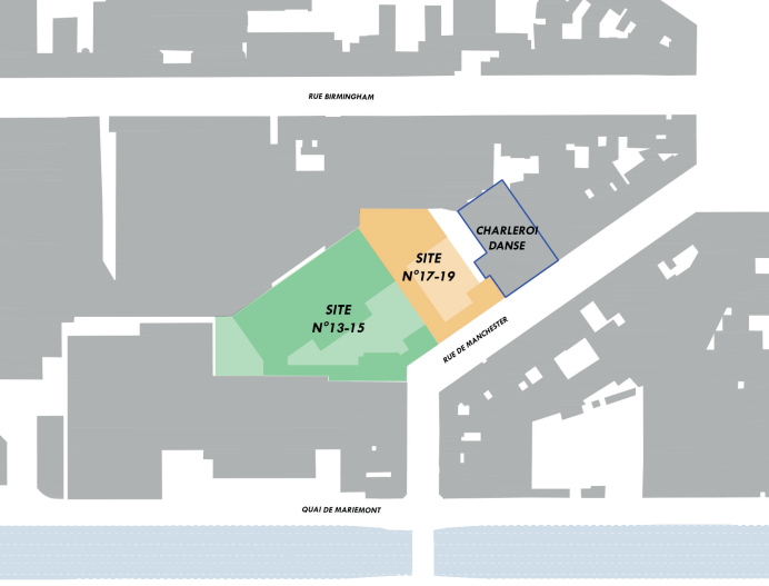The current situation at 13-15 and 17-19 rue de Manchester. © sau-msi.brussels / MSA-Idea-Origin